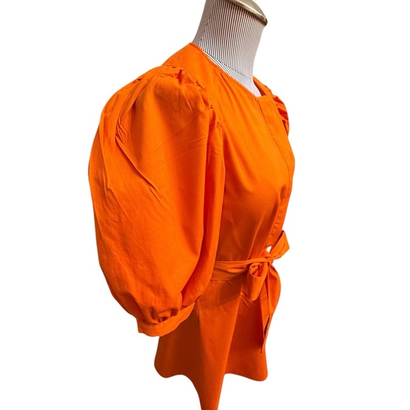 Zara ZW Collection Short Poplin Dress Dress Orange - Picture 4 of 8